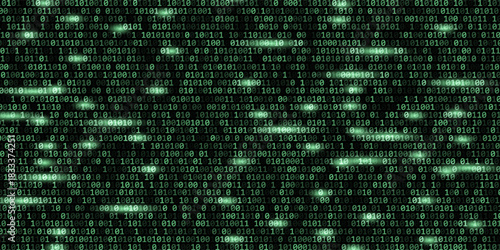 Matrix style binary code digital background with falling numbers, Digital binary code background green color. Matrix style program, Random falling numbers