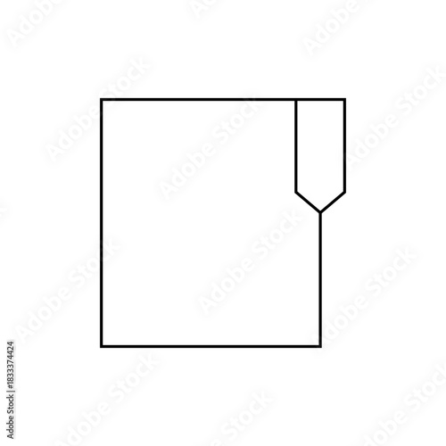 A simple line drawing of a square with a tab extending from the right side, creating a folder icon