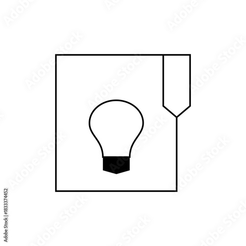 Schematic symbol of a light bulb within a square with a vertical line extending from the top right