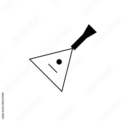 Illustration of a balalaika with a triangular body and a black neck on a white background art