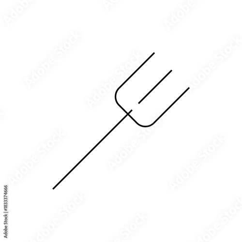 Illustration of a simple black outline drawing of a fork with three tines on a white background