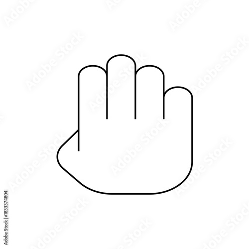 Illustration of a hand with fingers closed, except for the index, middle, and ring fingers extended up