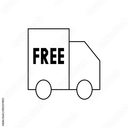 A simple line drawing of a delivery truck with the word free displayed on the side of the truck body