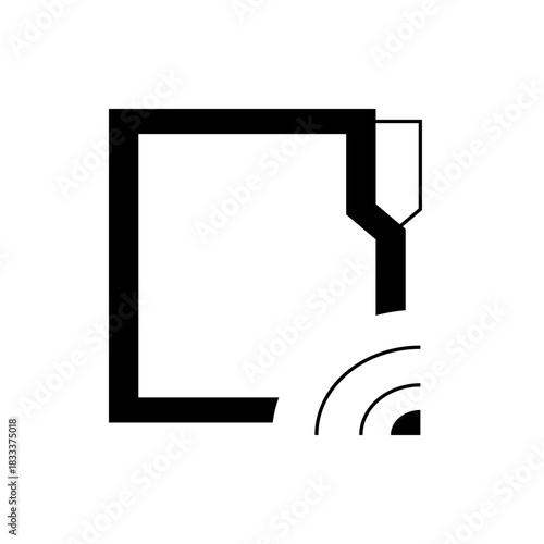 Black and white illustration of a screen with a cast symbol indicating wireless connectivity feature