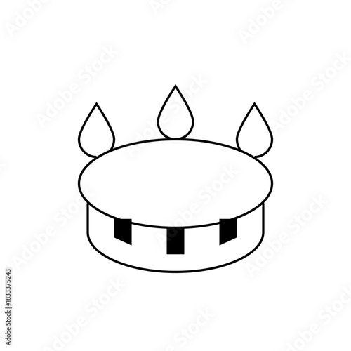 Illustration of a gas burner with three flames depicted in a simple black and white outline style