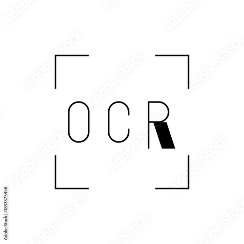 Illustration of the letters o c r with a stylized r and square brackets around the letters forming a box