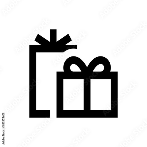 Two black gift boxes, one taller and narrower, the other shorter, with a ribbon, on a white background