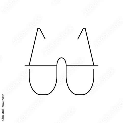 Illustration of a pair of glasses with a simple black outline and a white background showcasing eyewear