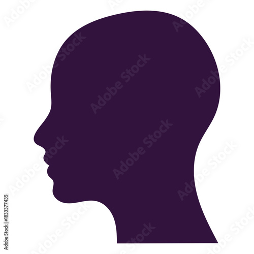 Face left facing lady bald silhouette