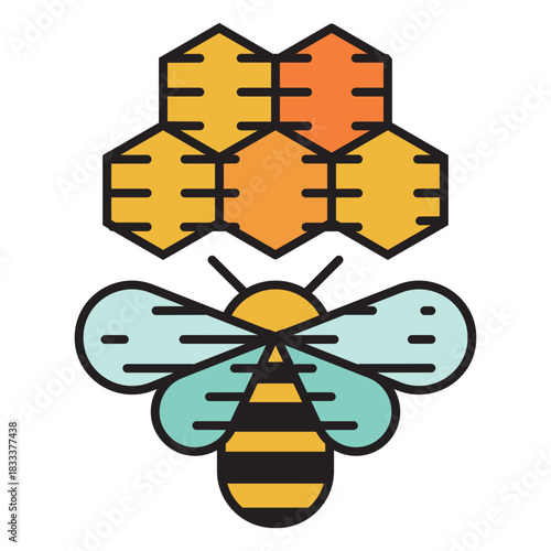 Farm bee beehive colored icon