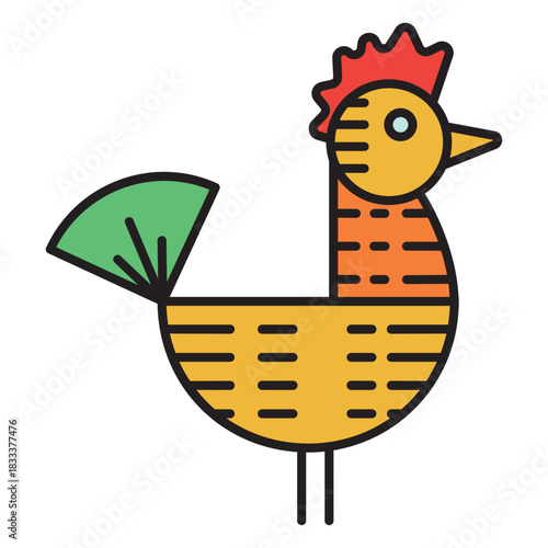 Farm rooster wind vane colored icon