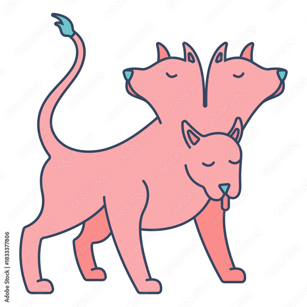 Fototapeta premium Monster cerberus greek flat