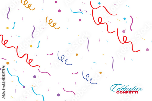 Colorful celebration confetti frame background, Glitter confetti frame background. Anniversary celebration banner. Bright festive tinsel. Birthday party backdrop. Holiday design.