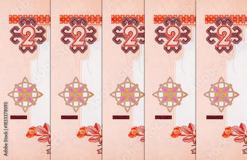 2 hryvnia of Ukraine fragment banknote for designers. Paper money of Ukraine.