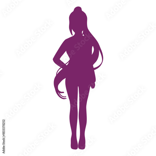 Long haired ponytail anime silhouette