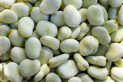 Fresh broad beans background, macro