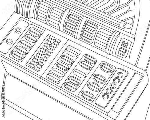 Jukebox keypad selection panel drawing mechanical device used for playing records automatically