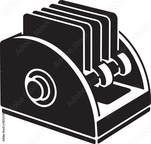 Rotary card index file box holder organizer for business contact information vector illustration