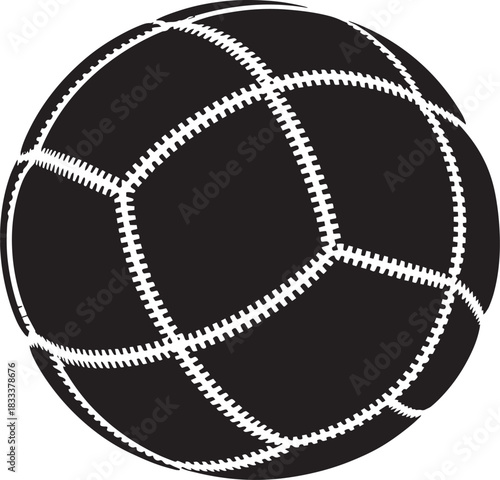 Soccer ball or football stitched black round sphere game sport equipment vector illustration