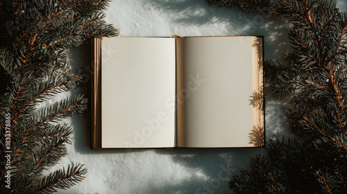 Blank Winter Story Book in Snow