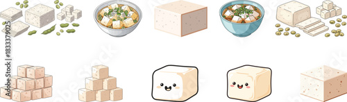 Diverse Tofu Illustrations and Clip Art Collection