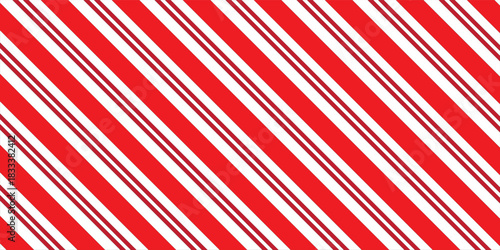 Candy cane Christmas background, peppermint diagonal stripes print seamless pattern
