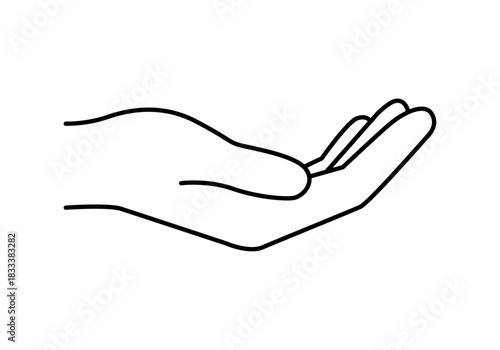 Icono negro de mano extendida abierta