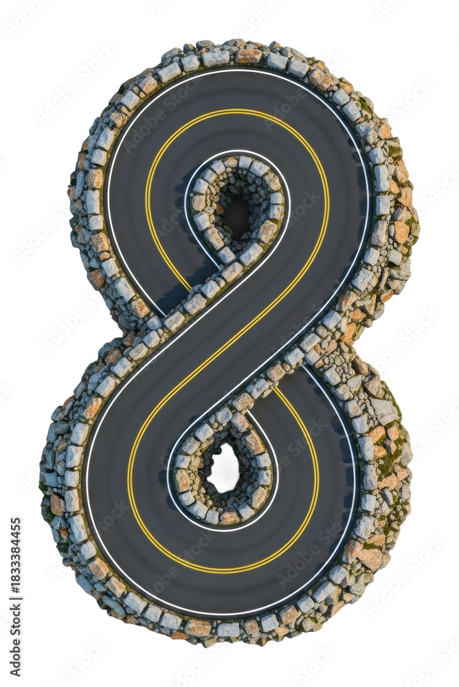 Obraz premium Winding road design mountain landscape digital aerial view infinity isolated on transparent background
