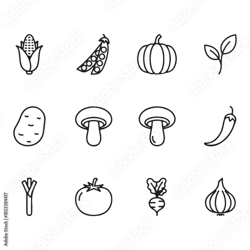 vegetable icons set vector illustration