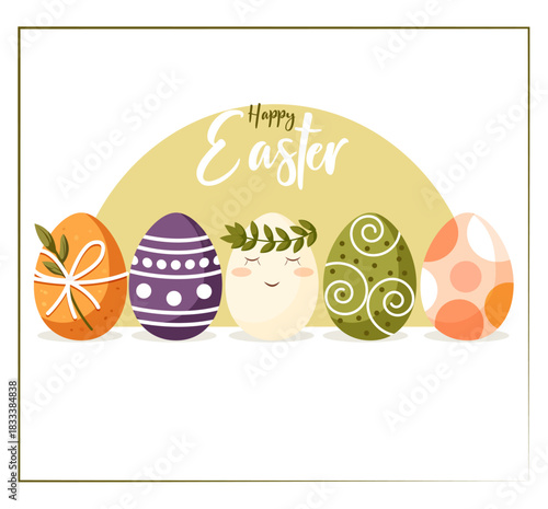 Vector illustration of a painted Easter egg. Easter. Decorative Easter eggs. Pattern Easter eggs