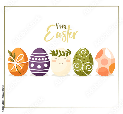 Vector illustration of a painted Easter egg. Easter. Decorative Easter eggs. Pattern Easter eggs