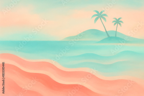 Tropica Bloomwash — Caribbean Pastel Wave Background
