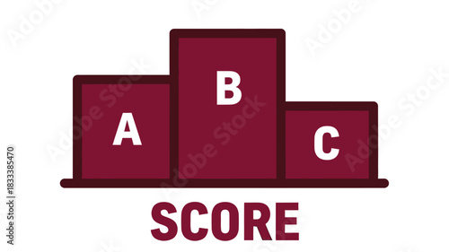 A simple illustration depicting a podium with three tiers labeled a b and c