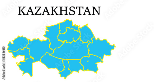 Kazakhstan Vector Map with Regions: Editable Provinces and Boundaries