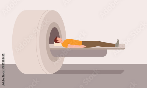 MRT diagnostics of a man's internal organs. Hospital examination.