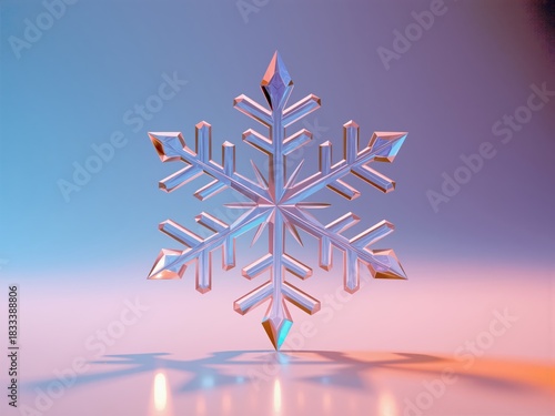 Shimmering Snowflake Sculpture with Prismatic Reflections
