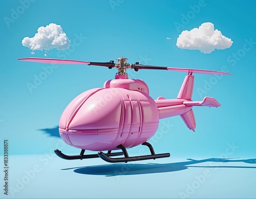 Bright Pink Helicopter Under a Clear Blue Sky, Playful