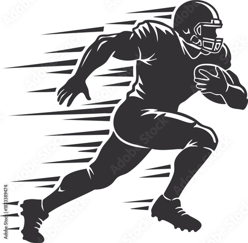 American football defender delivering a powerful shoulder tackle