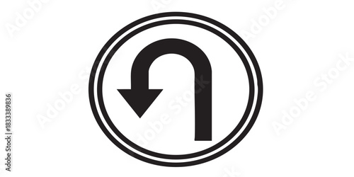 U-turn road sign outline icon vector