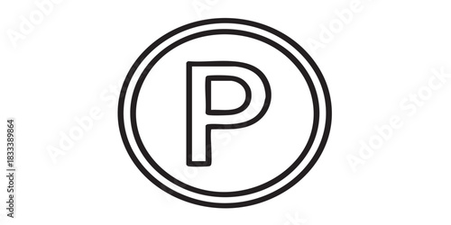 Parking sign outline icon vector