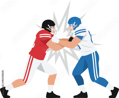 American football defender delivering a powerful shoulder tackle