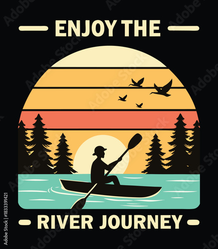 Stylized Kayaker Silhouette Illustration | Dynamic Kayaking Artwork