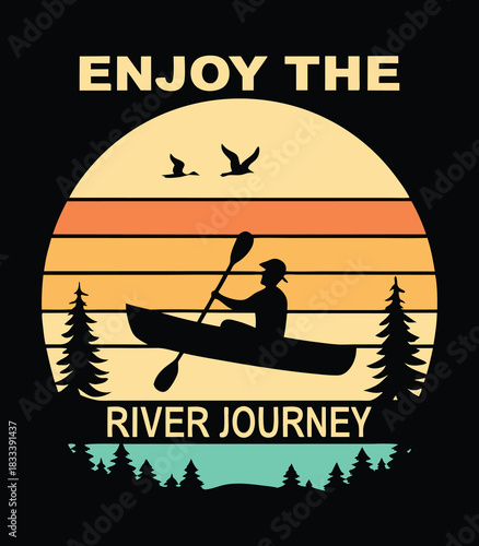 Stylized Kayaker Silhouette Illustration | Dynamic Kayaking Artwork