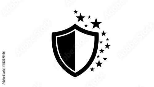 Shield combined with small star icons around it, symbolizing safety and awareness.