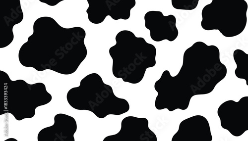 Black and white cow print pattern seamless background texture for design and fashion