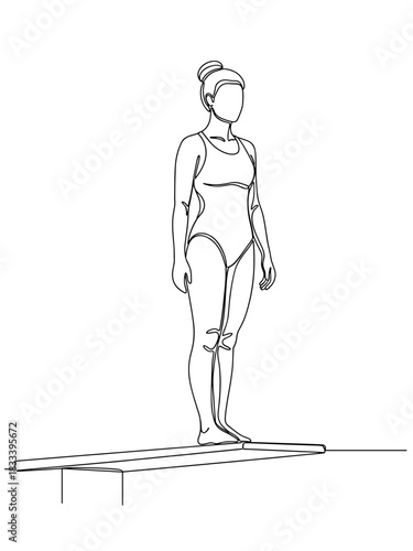 Female gymnast preparing to perform on balance beam  