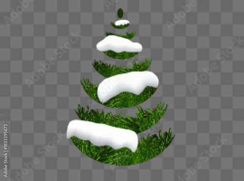 Christmas trees on isolated background. Holiday decor. Christmas elements or ornaments. Vector illustration. Eps 10