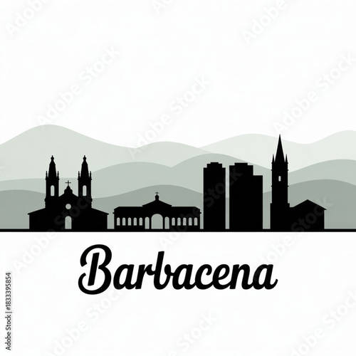 Barbacena Brazil Skyline Silhouette — Historic Highland City of Minas Gerais Vector Illustration