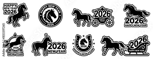 2026 Chinese New Lunar Year of horse vector
