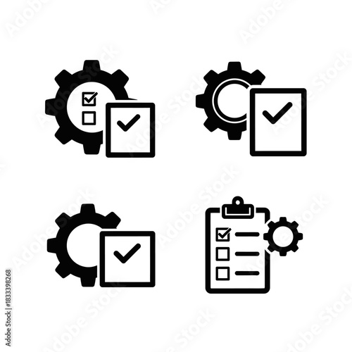 Process automation and task management vector icon set.